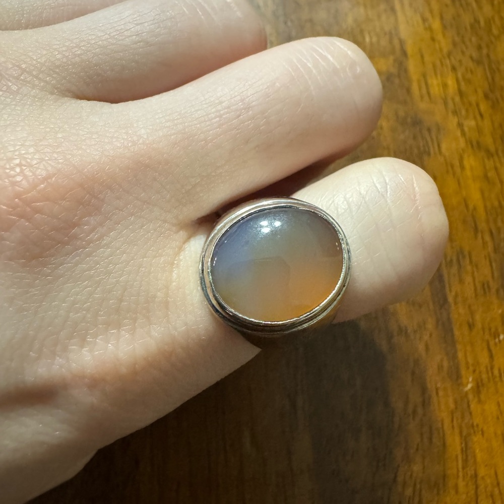 Sterling Silver Agate Oval Statement Ring